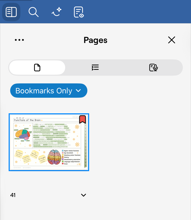 The Sidebar shows every page in your planner.