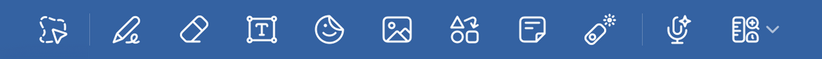 The toolbar along the top of the page.